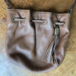 Michael Kors - Brown & Gold Leather Crossbody Small with tassel